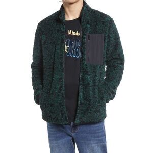 NWT BP. High Pile Fleece Jacket in Black Green Dancing Paisley